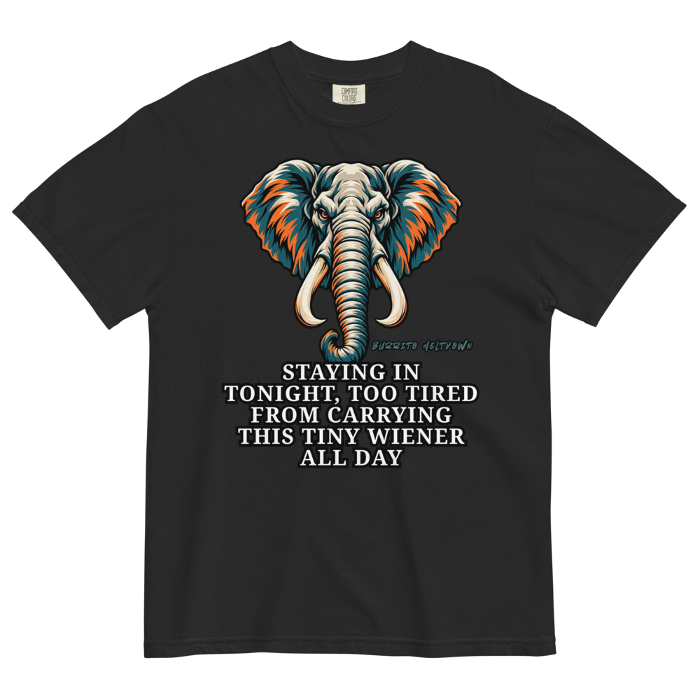 Tiny Wiener All Day - Splatter Elephant Tee Mockup