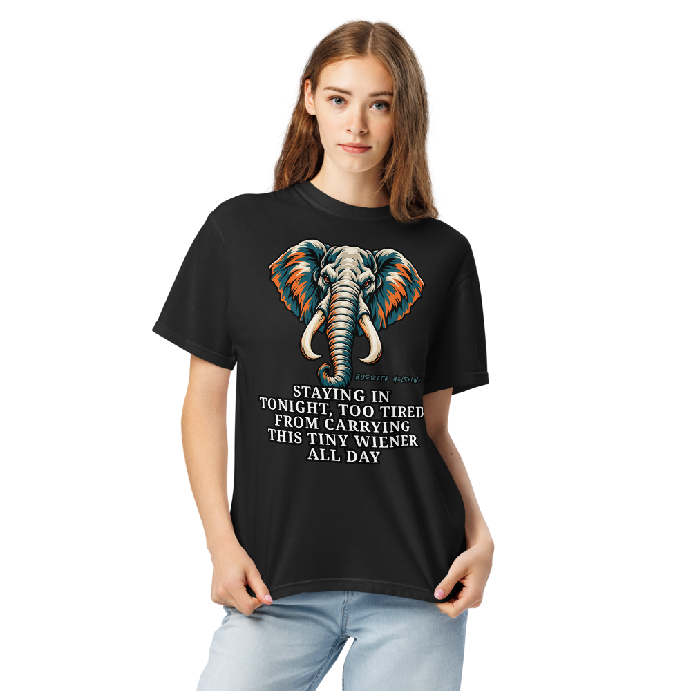 Tiny Wiener All Day - Splatter Elephant Tee Mockup
