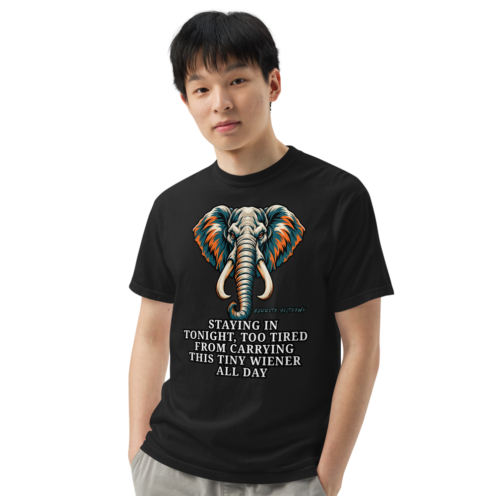 Tiny Wiener All Day - Splatter Elephant Tee Mockup