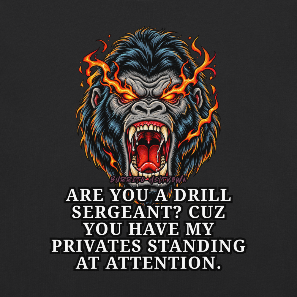 Privates Standing At Attention - Flaming Gorilla Tee Mockup