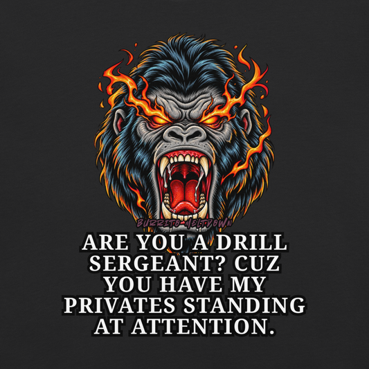 Privates Standing At Attention - Flaming Gorilla Tee Mockup
