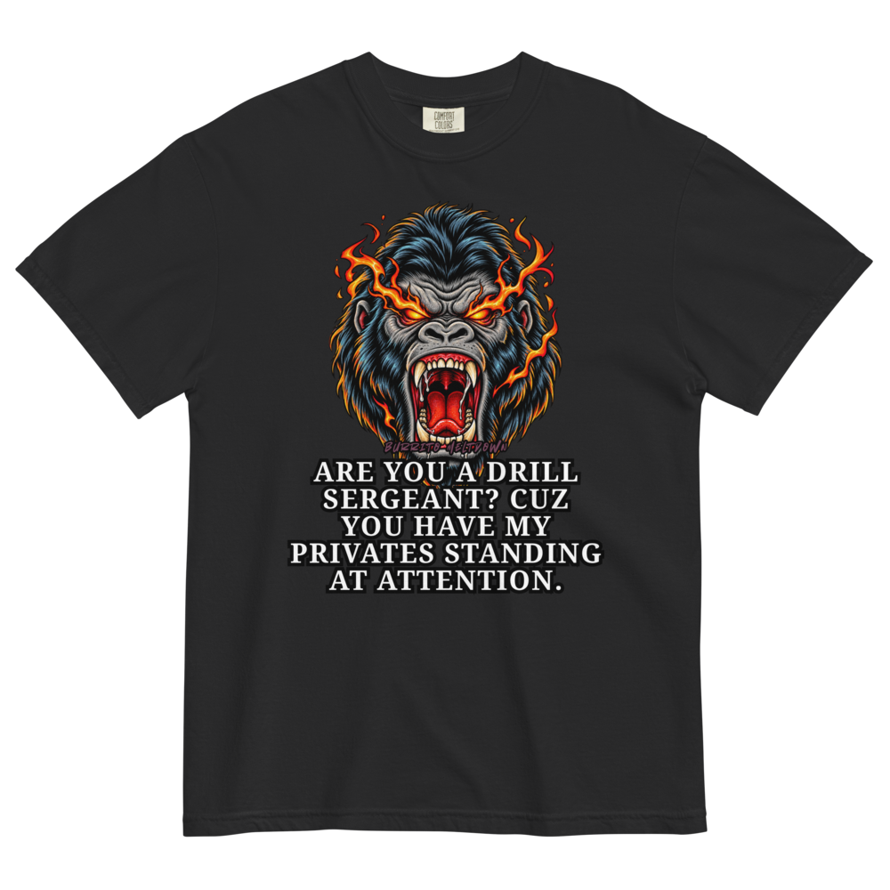 Privates Standing At Attention - Flaming Gorilla Tee Mockup