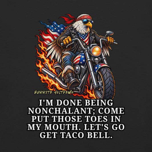 Toes In My Mouth Taco Bell - Patriot Eagle Biker Tee Mockup