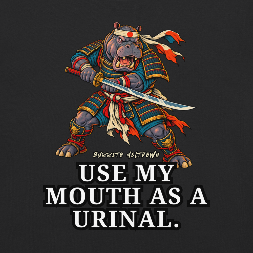 Use My Mouth As A Urinal - Samurai Hippo Tee Mockup