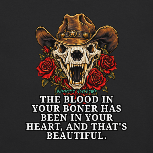 The Blood In Your Boner - Rose Bull Skull Tee Mockup