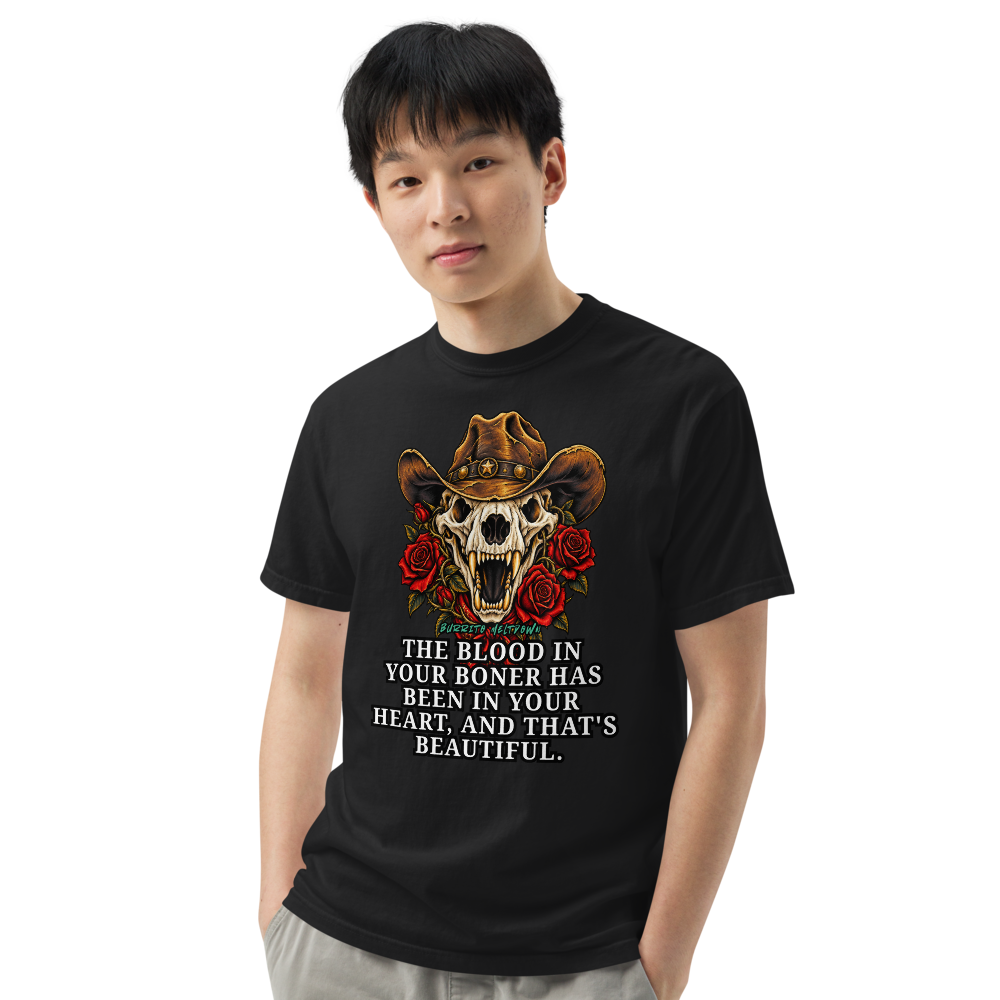 The Blood In Your Boner - Rose Bull Skull Tee Mockup