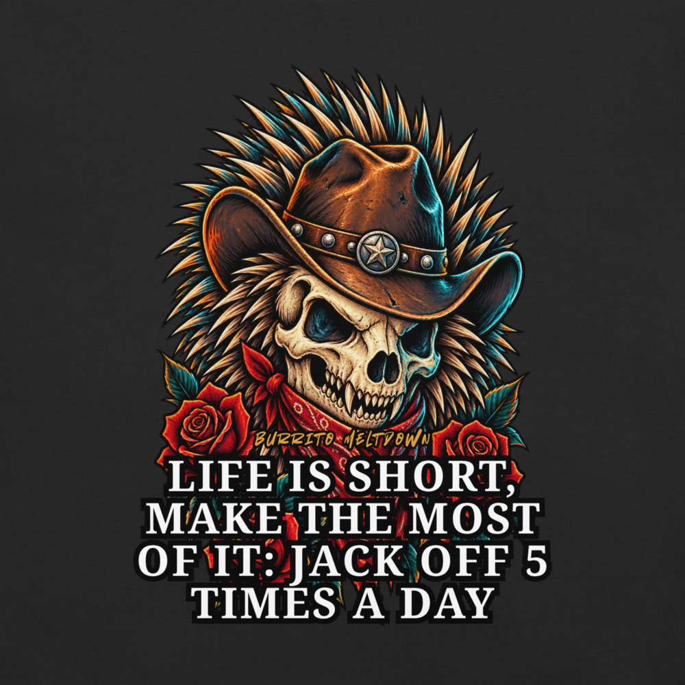 Jack Off 5 Times A Day – Cowboy Mohawk Skull Tee Mockup