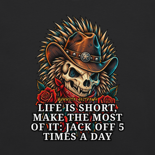 Jack Off 5 Times A Day – Cowboy Mohawk Skull Tee Mockup