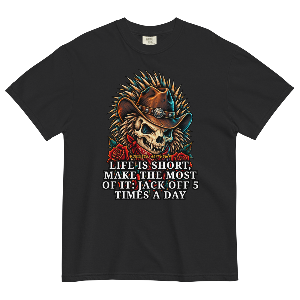 Jack Off 5 Times A Day – Cowboy Mohawk Skull Tee Mockup