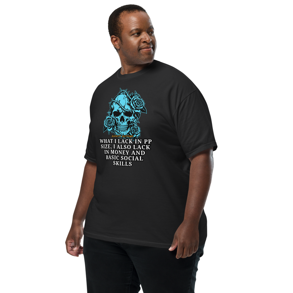 What I Lack In PP Size – Cyan Rose Skull Tee Mockup