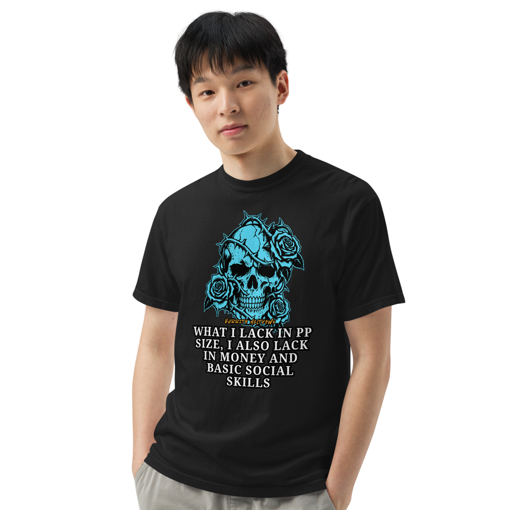 What I Lack In PP Size – Cyan Rose Skull Tee Mockup