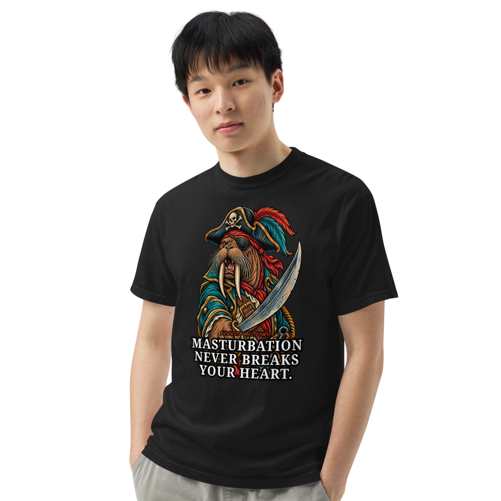 Masturbation Never Breaks Your Heart – Pirate Walrus Tee Mockup