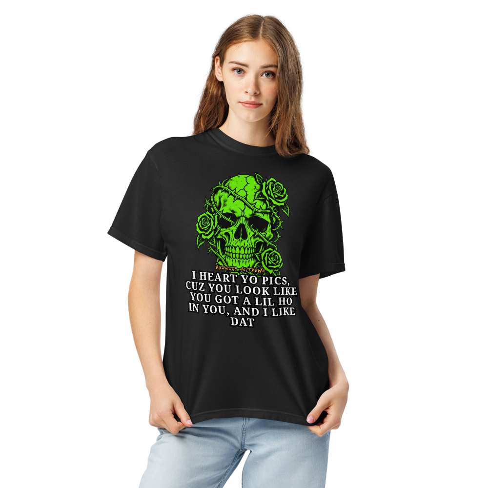 I Heart Yo Pics – Rose Skull Tee Mockup