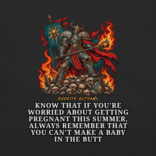 Can't Make A Baby In The Butt – Skull Knight Tee Mockup