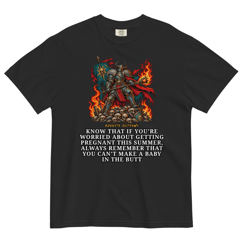 Can't Make A Baby In The Butt – Skull Knight Tee Mockup
