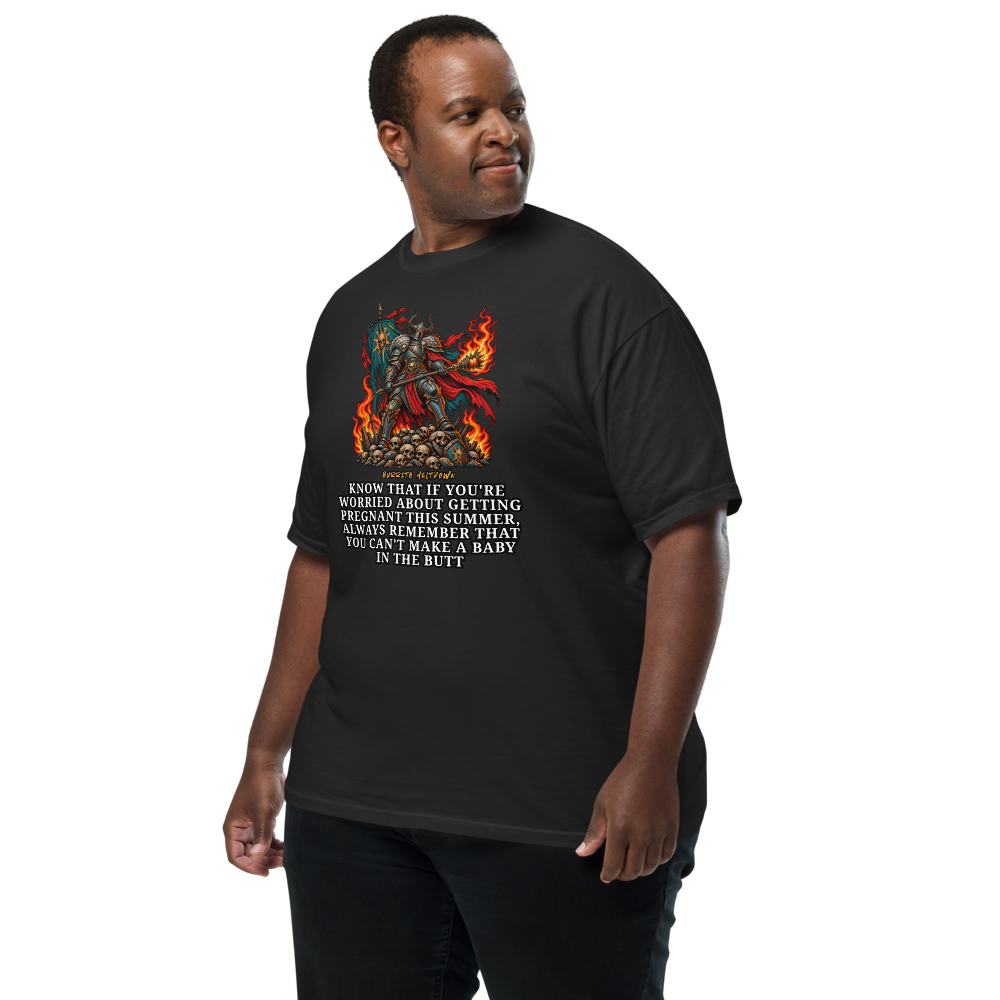 Can't Make A Baby In The Butt – Skull Knight Tee Mockup