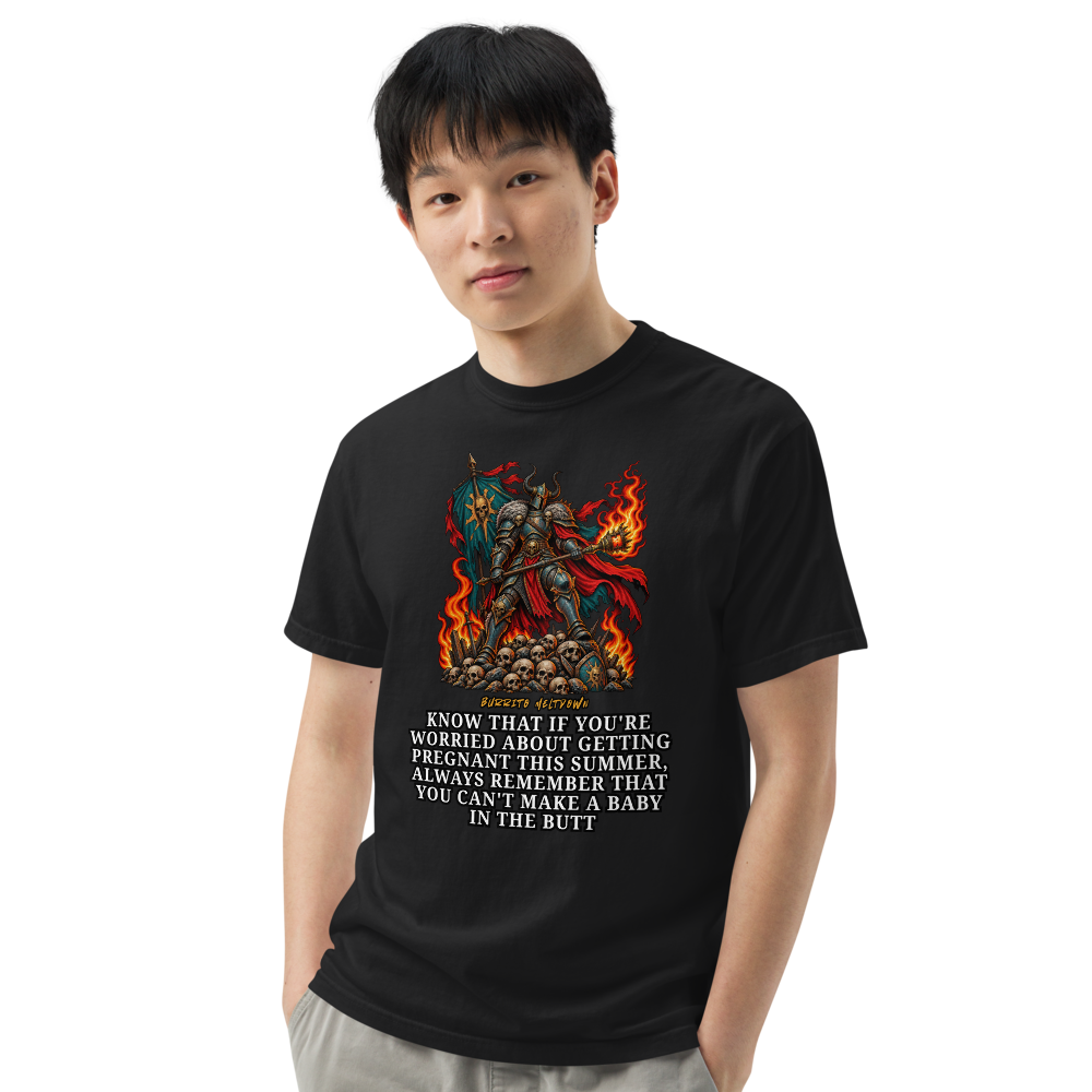 Can't Make A Baby In The Butt – Skull Knight Tee Mockup