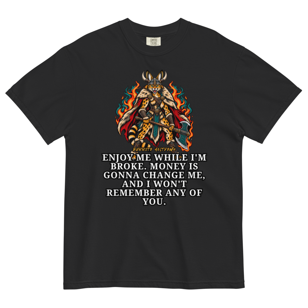 Enjoy Me While I'm Broke – Viking Cat Tee Mockup