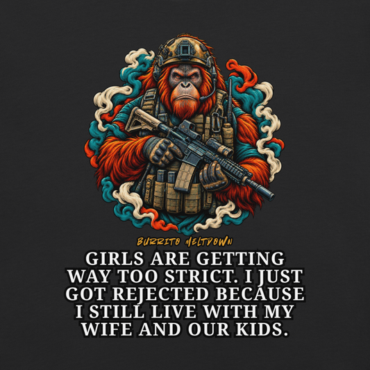 Too Strict These Days – Gorilla Commando Tee Mockup