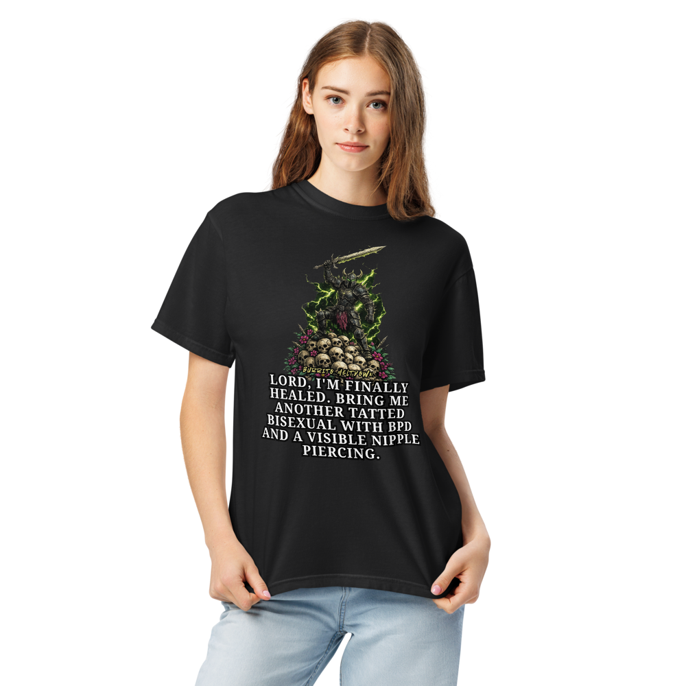 Lord, I'm Finally Healed – Skull Knight Tee Mockup