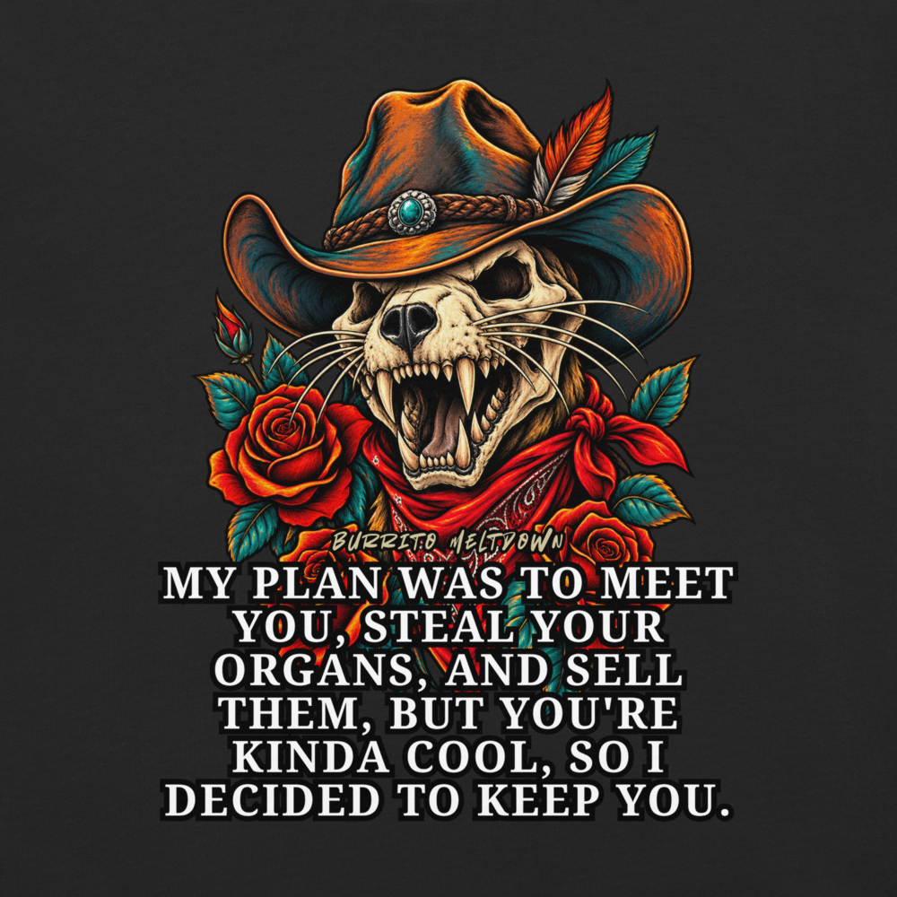 Steal Your Organs – Cat Skull Cowboy Tee Mockup