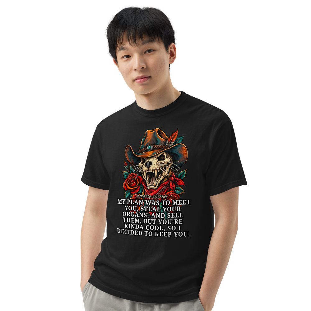 Steal Your Organs – Cat Skull Cowboy Tee Mockup