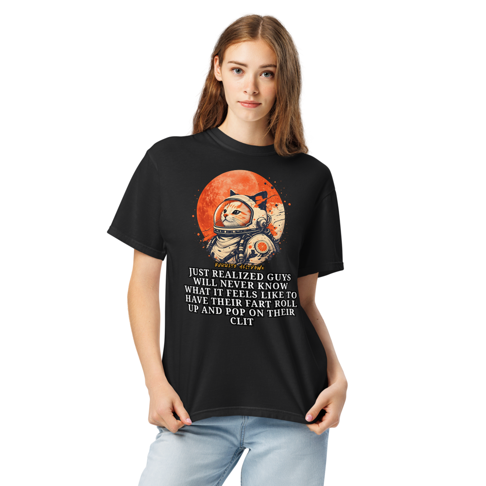 Never Know What It Feels Like – Astronaut Cat Tee Mockup