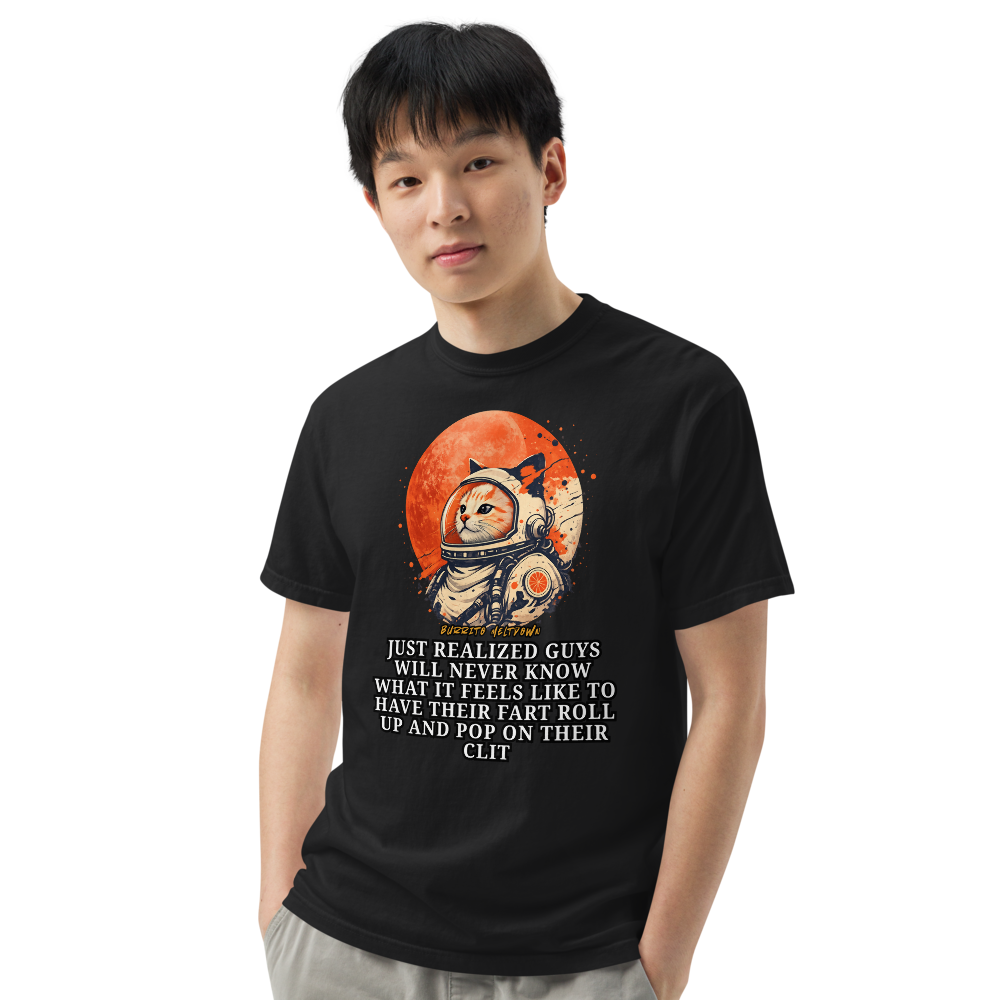 Never Know What It Feels Like – Astronaut Cat Tee Mockup