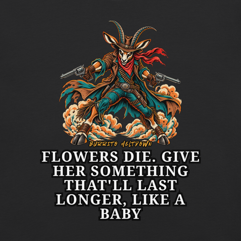 Flowers Die – Gunslinger Goat Tee Mockup