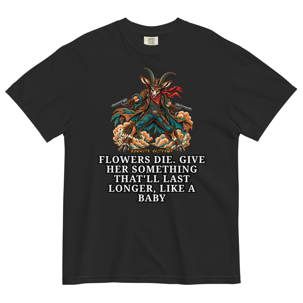 Flowers Die – Gunslinger Goat Tee Mockup