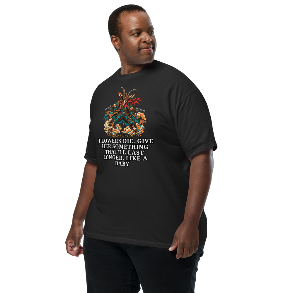 Flowers Die – Gunslinger Goat Tee Mockup