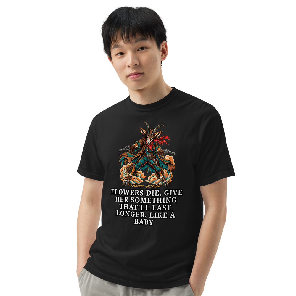 Flowers Die – Gunslinger Goat Tee Mockup