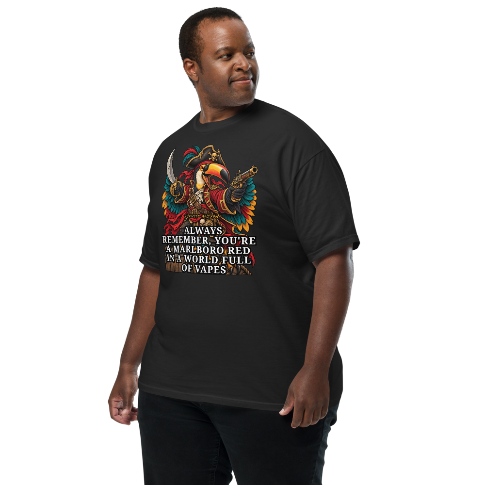 A Marlboro Red In A World Full Of Vapes – Pirate Toucan Tee Mockup