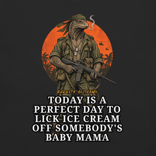 A Perfect Day For Ice Cream – Lizard Soldier Warrior Tee Mockup