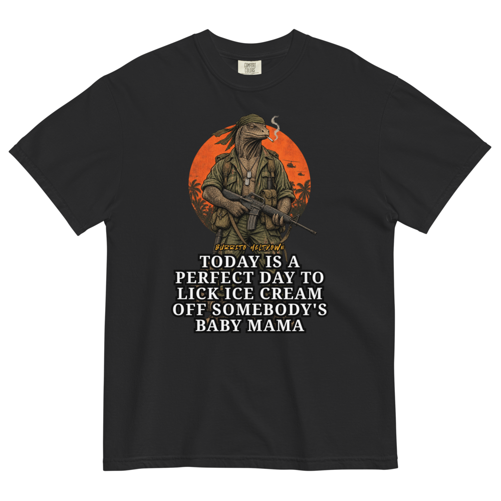 A Perfect Day For Ice Cream – Lizard Soldier Warrior Tee Mockup