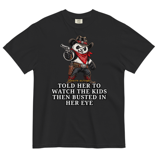 Told Her To Watch The Kids – Cowboy Panda Tee Mockup