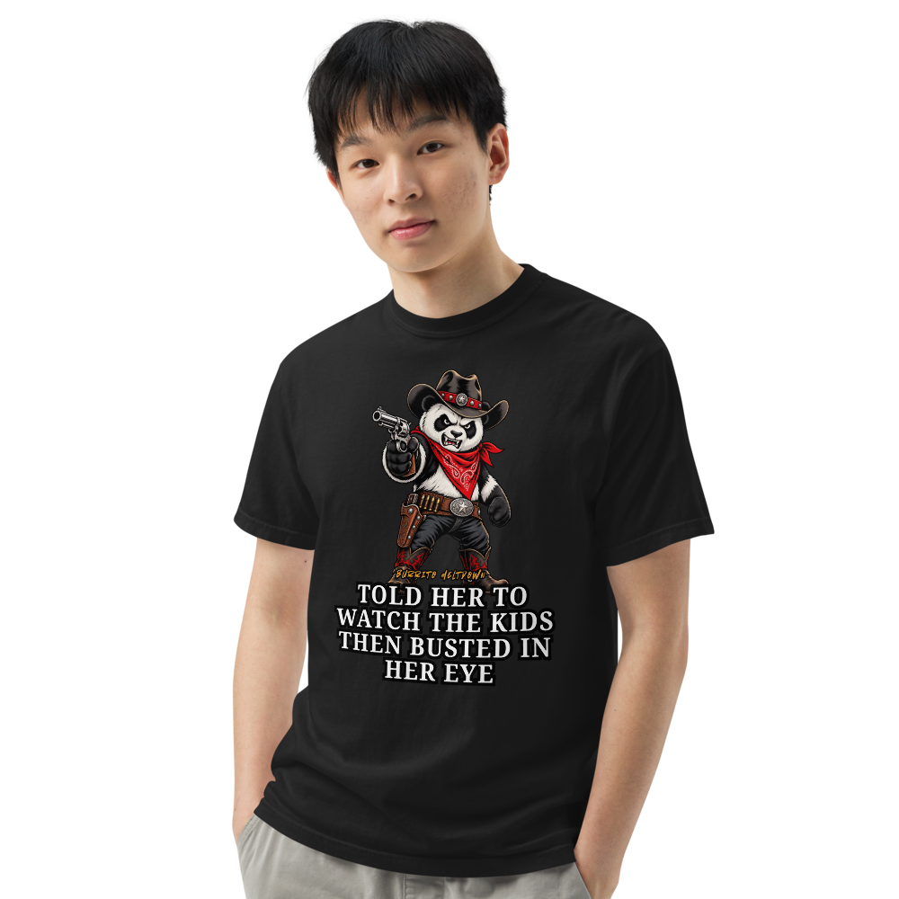 Told Her To Watch The Kids – Cowboy Panda Tee Mockup