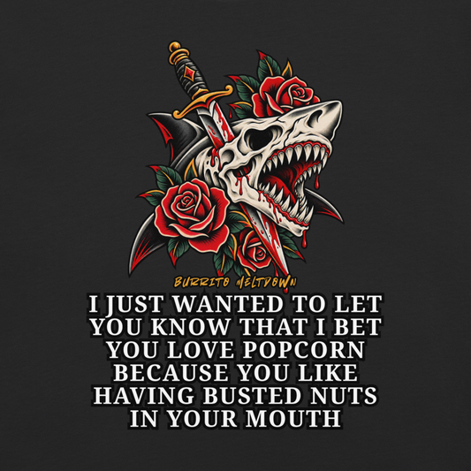 I Bet You Love Popcorn – Shark Skull Tee Mockup