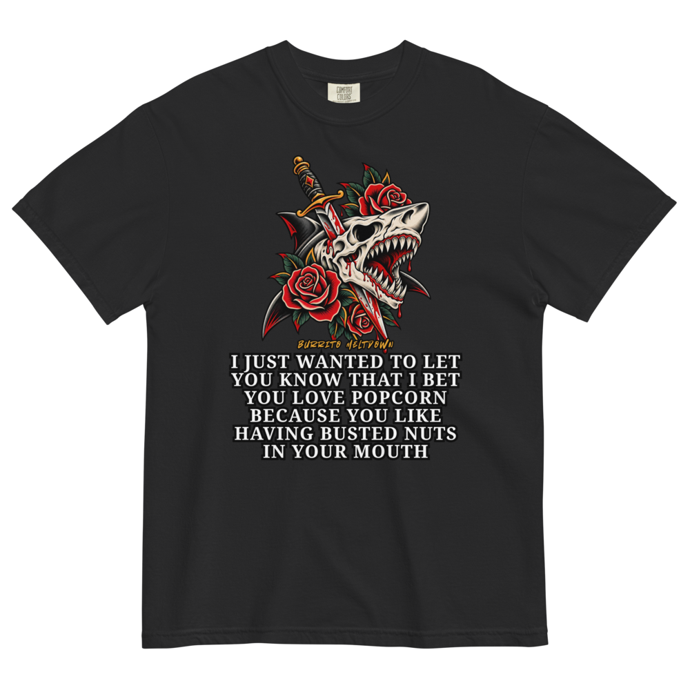 I Bet You Love Popcorn – Shark Skull Tee Mockup