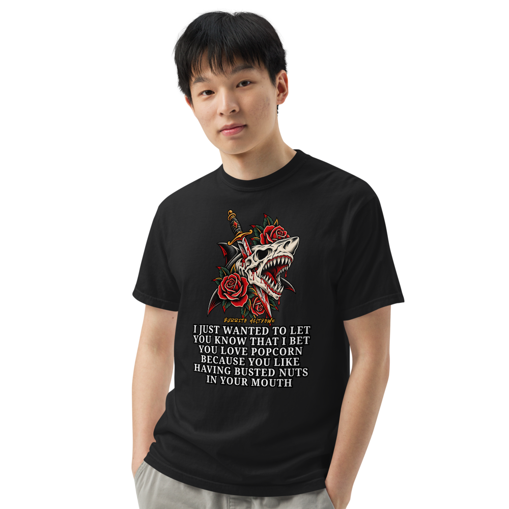I Bet You Love Popcorn – Shark Skull Tee Mockup
