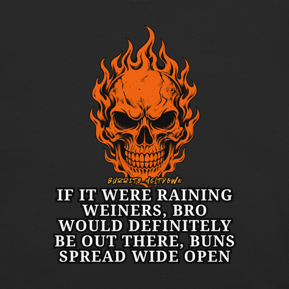 If It Were Raining Weiners – Flaming Skull Tee Mockup