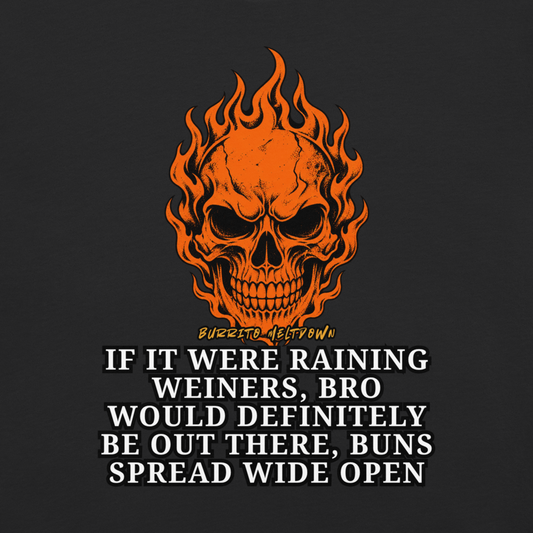If It Were Raining Weiners – Flaming Skull Tee Mockup