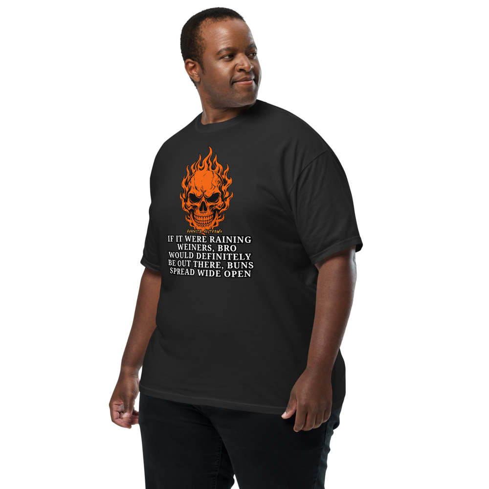 If It Were Raining Weiners – Flaming Skull Tee Mockup