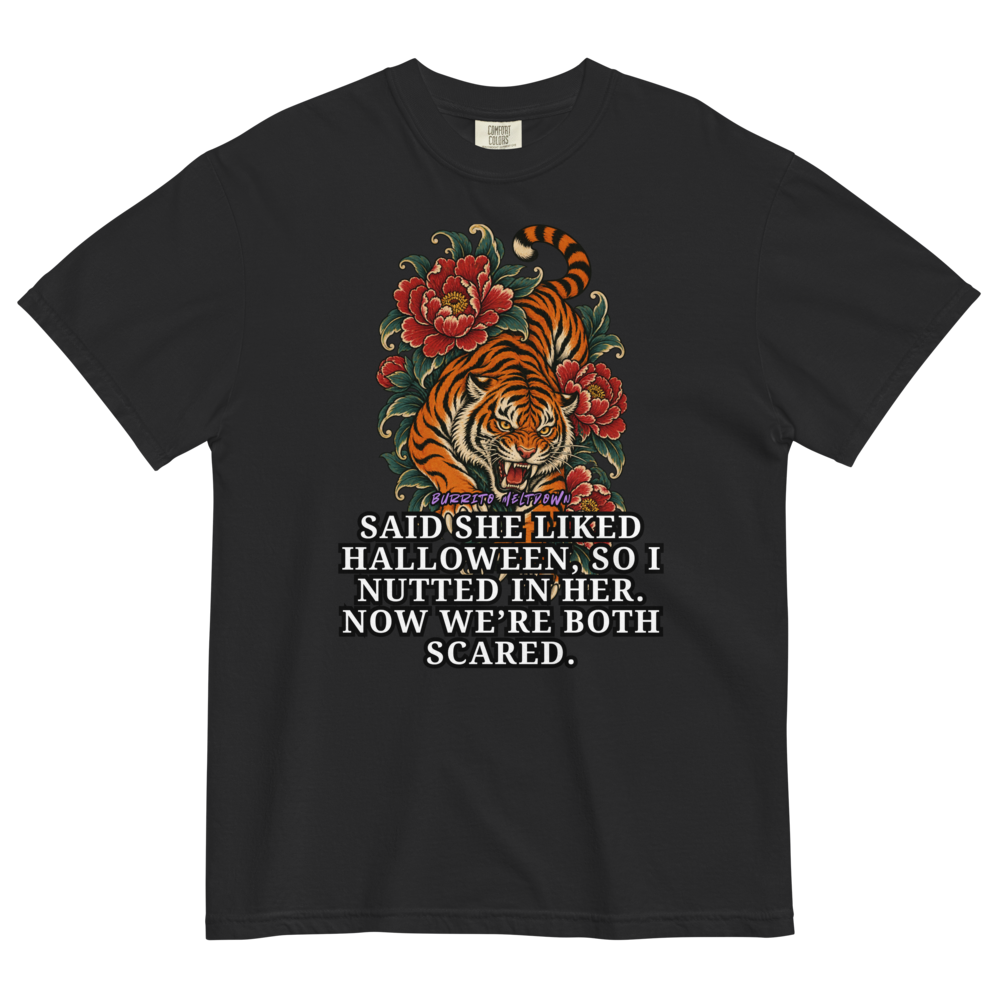 Now We Are Both Scared – Peony Tiger Tee Mockup