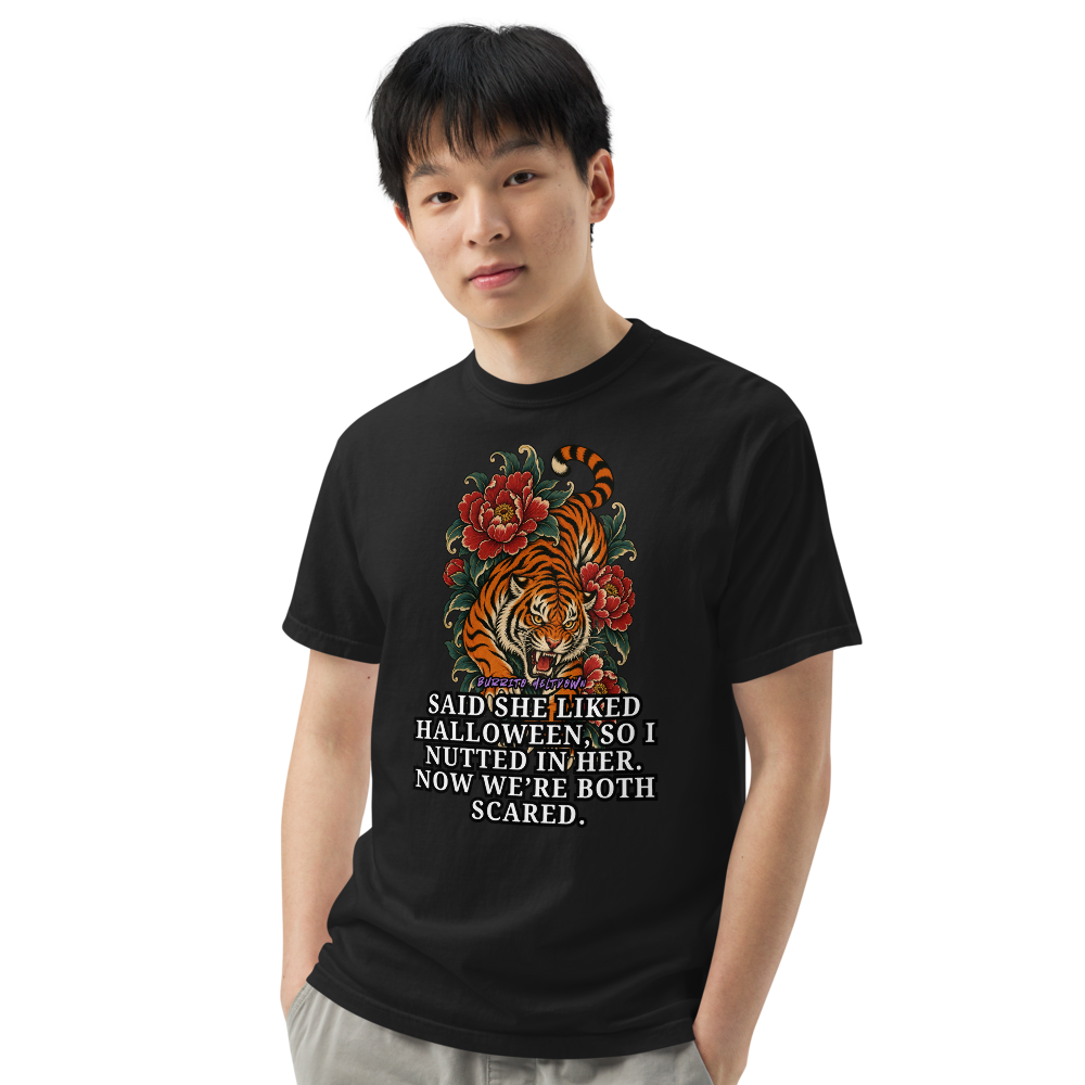 Now We Are Both Scared – Peony Tiger Tee Mockup