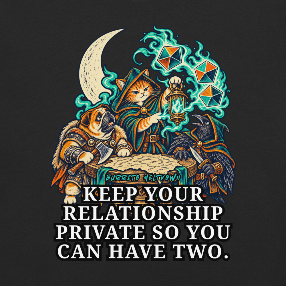 Keep Your Relationship Private – Cat Wizard Party Tee Mockup