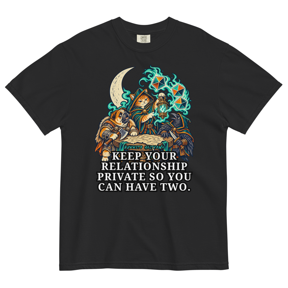 Keep Your Relationship Private – Cat Wizard Party Tee Mockup