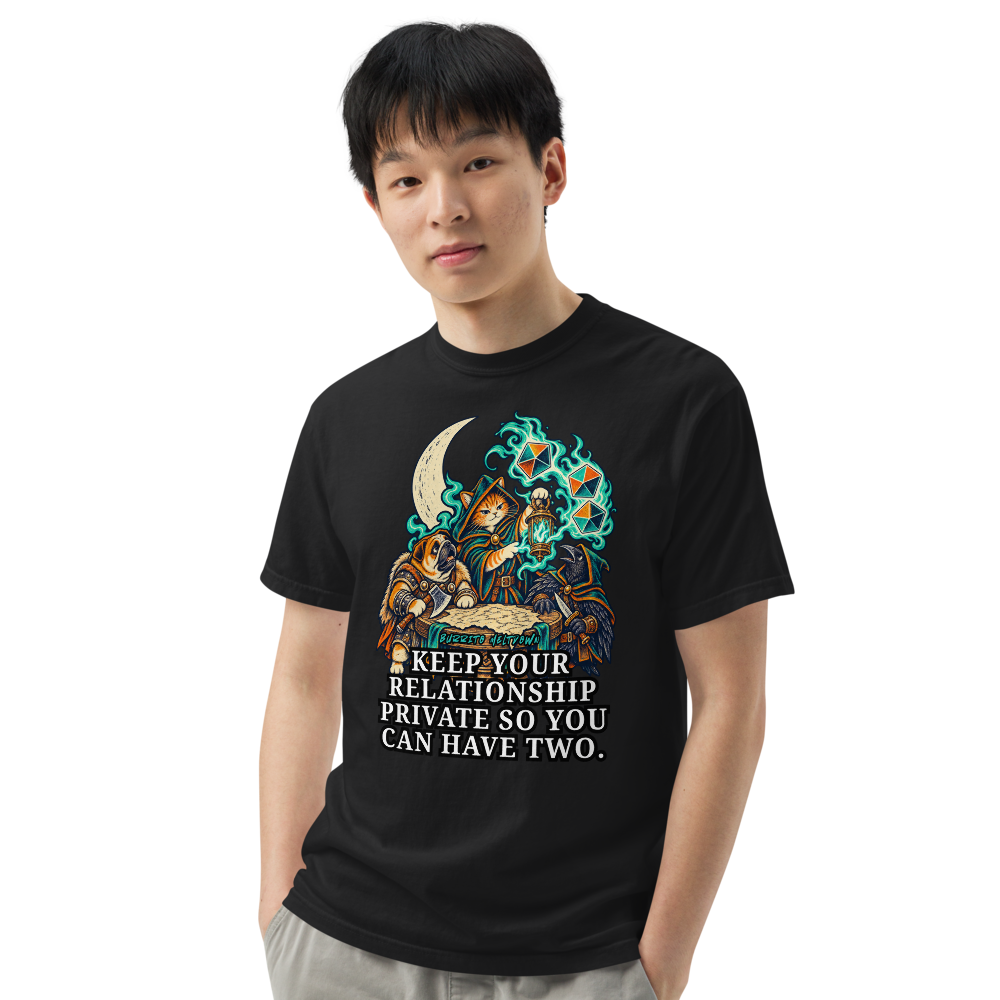 Keep Your Relationship Private – Cat Wizard Party Tee Mockup