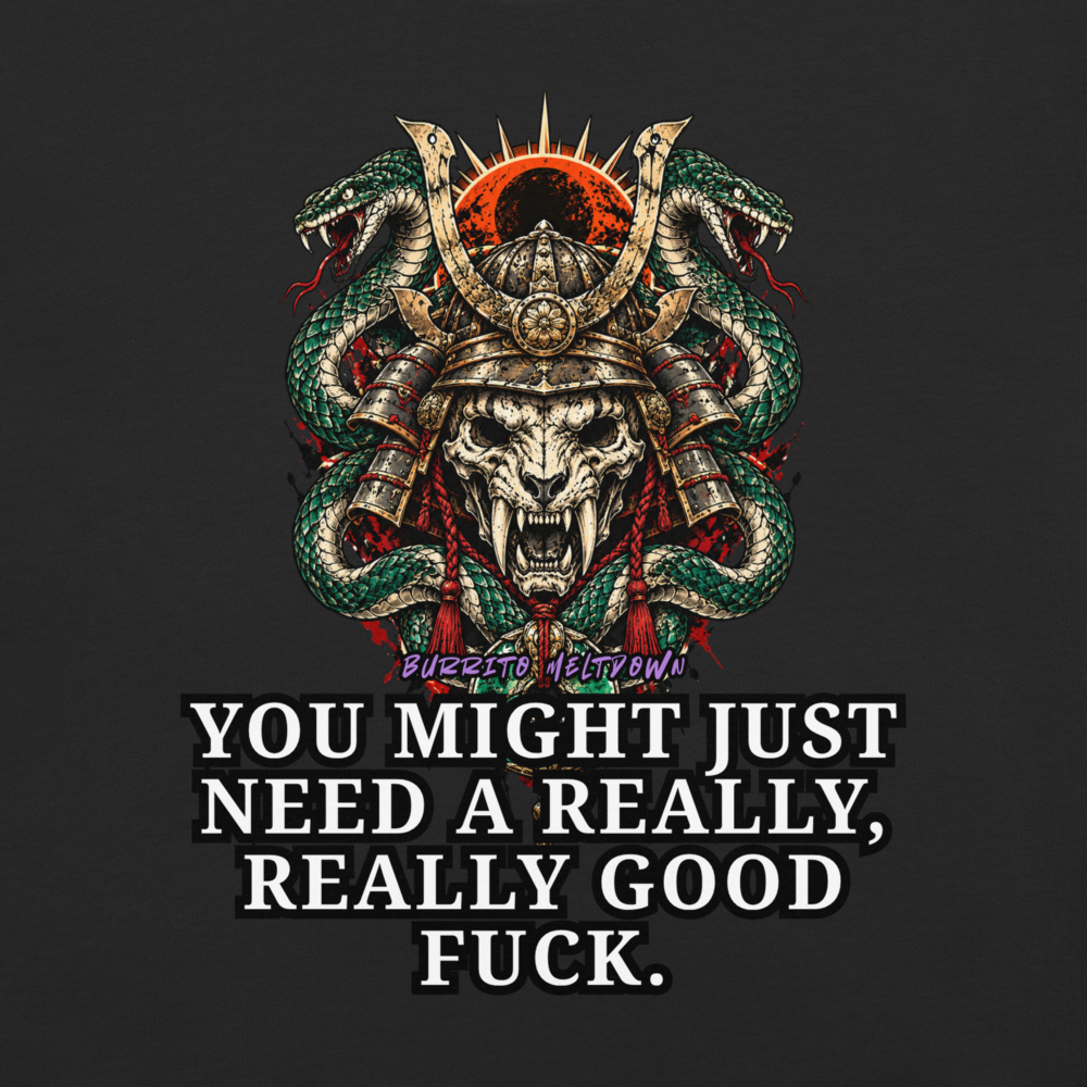 You Might Just Need – Samurai Skull and Snakes Tee Mockup