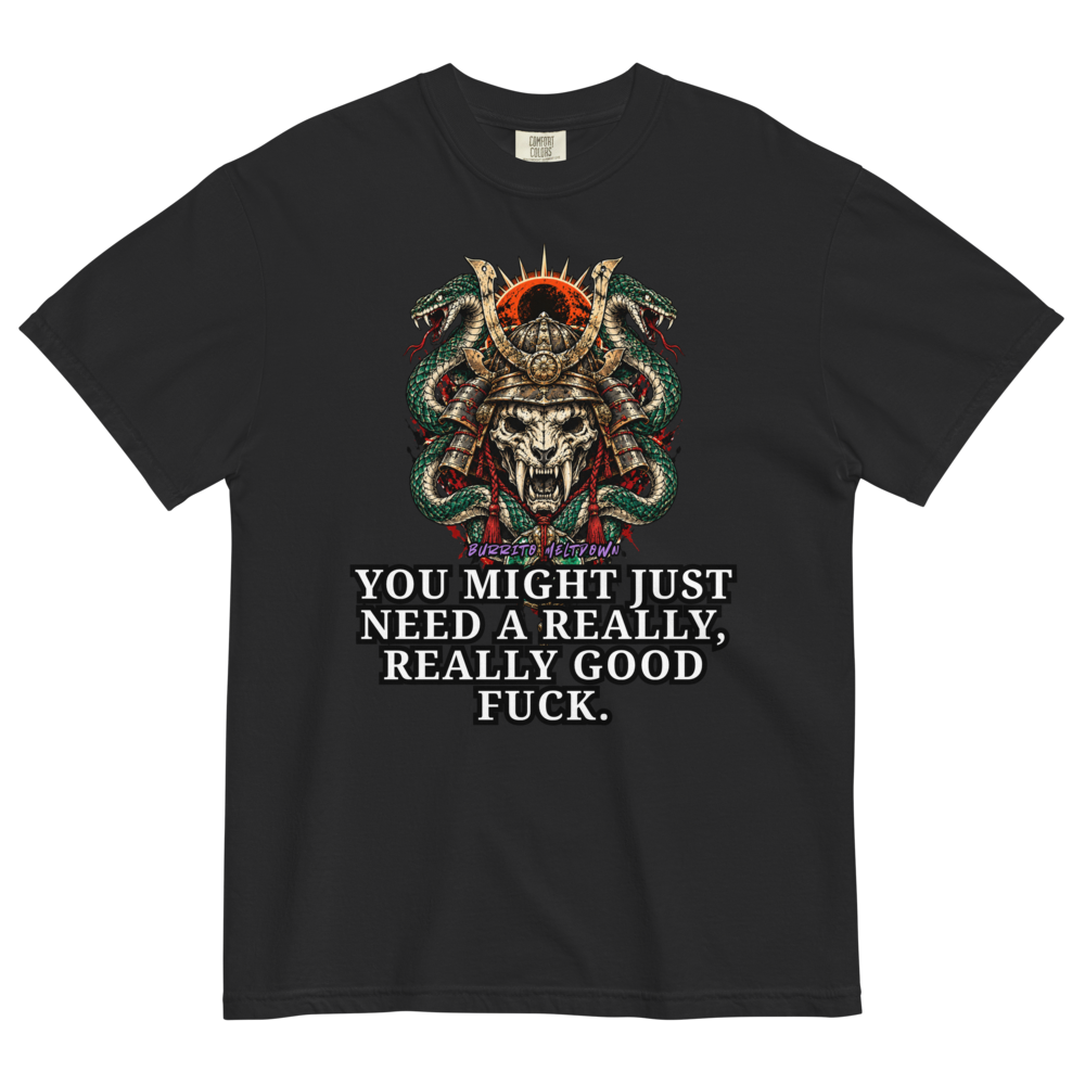 You Might Just Need – Samurai Skull and Snakes Tee Mockup